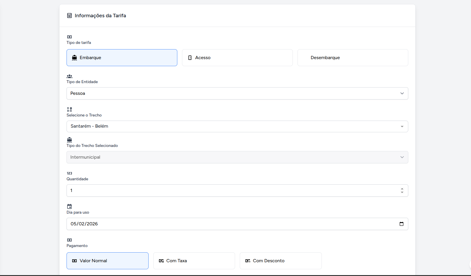 Tela do sistema Porto Fácil
